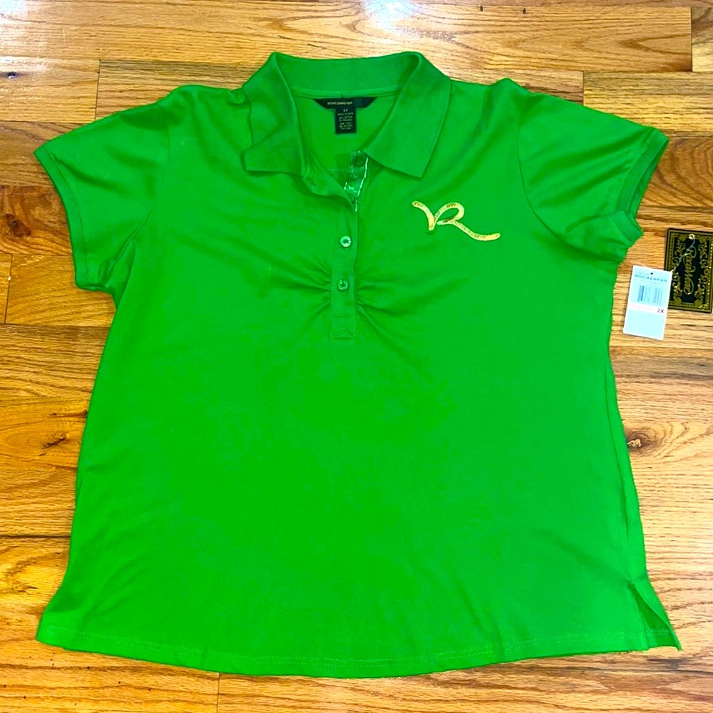 NEW  Rocawear Women  POLO Shirt Green 2X  18 20 PLUS SIZE Y2K 00's
